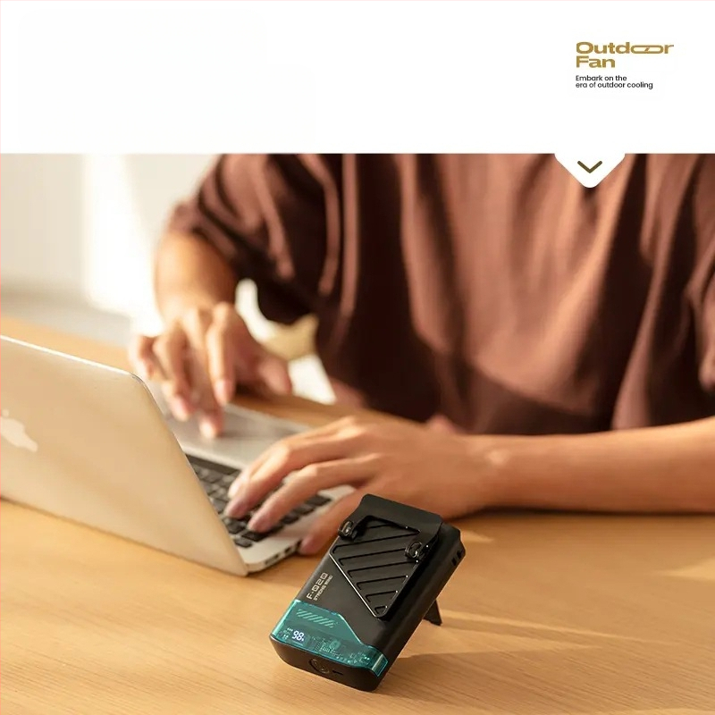 Be mentelių kaklo ventiliatorius su turbina, aukštos spartos lauko aušinimas, 4000 mAh įmontuota baterija, modelis ZAY-F020, įkraunamas, veikimo laikas 1-3 valandos, drėkina ir valo orą