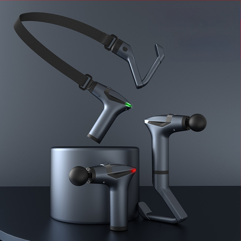 Elektrinis fascijų masažuoklis su 4 antgaliais, LCD ekranas, daugiapakopė reguliavimas (>5), įmontuota 1200–2000 mAh baterija