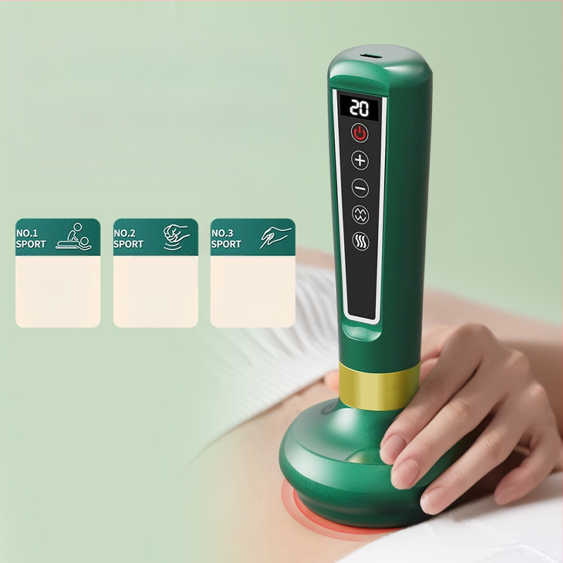 Gudra neigiamā spiediena kupešanas un skrāpēšanas ierīce ar apkuri, meridiānu birsti, uzlādi un pogas vadību