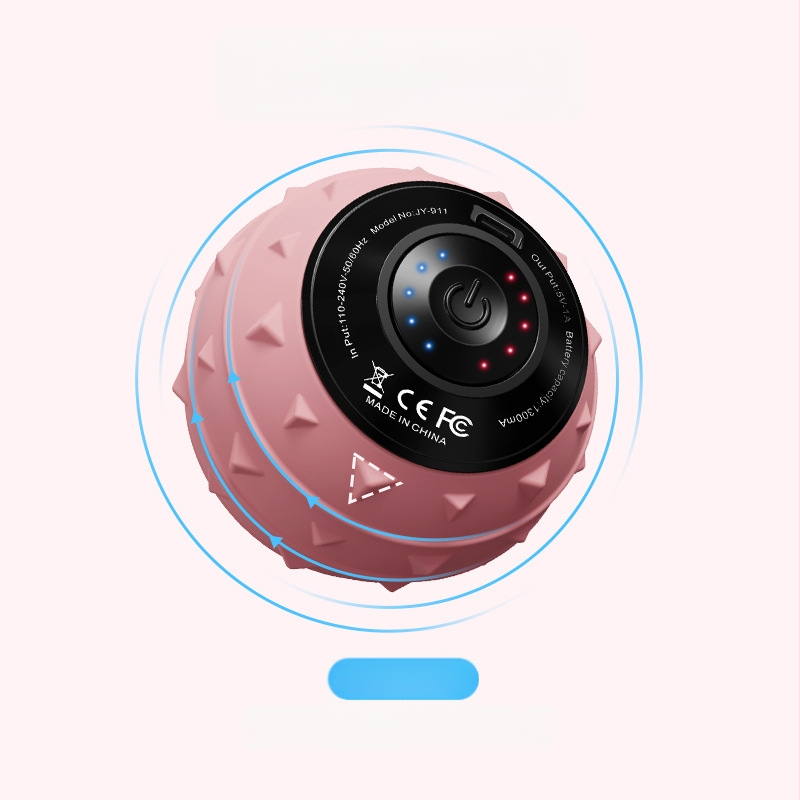 Vibracinis masažo kamuolys visam kūnui - elektrinė fascijos kamuolys raumenų atsipalaidavimui, fitnesui ir jogai | Medžiaga: ABS + silika gelis, USB įkrovimas, baterijos veikimo laikas ~3 val., CE/ROHS/FCC sertifikatai