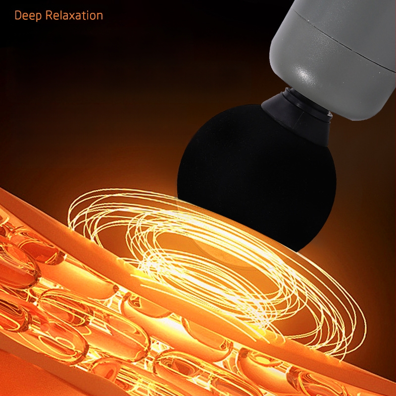 Mini nešiojamas fascijos masažo prietaisas namų naudojimui; šepetėlių motoras; iki 5-ojo greičio ar aukštesnis; 4 masažo galvutės; įmontuota baterija; triukšmas mažiau kaip 36 dB