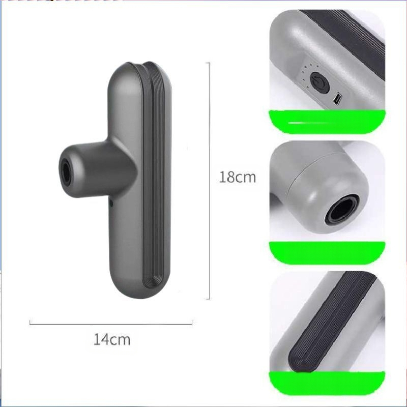 Mini nešiojamas fascijos masažo prietaisas namų naudojimui; šepetėlių motoras; iki 5-ojo greičio ar aukštesnis; 4 masažo galvutės; įmontuota baterija; triukšmas mažiau kaip 36 dB