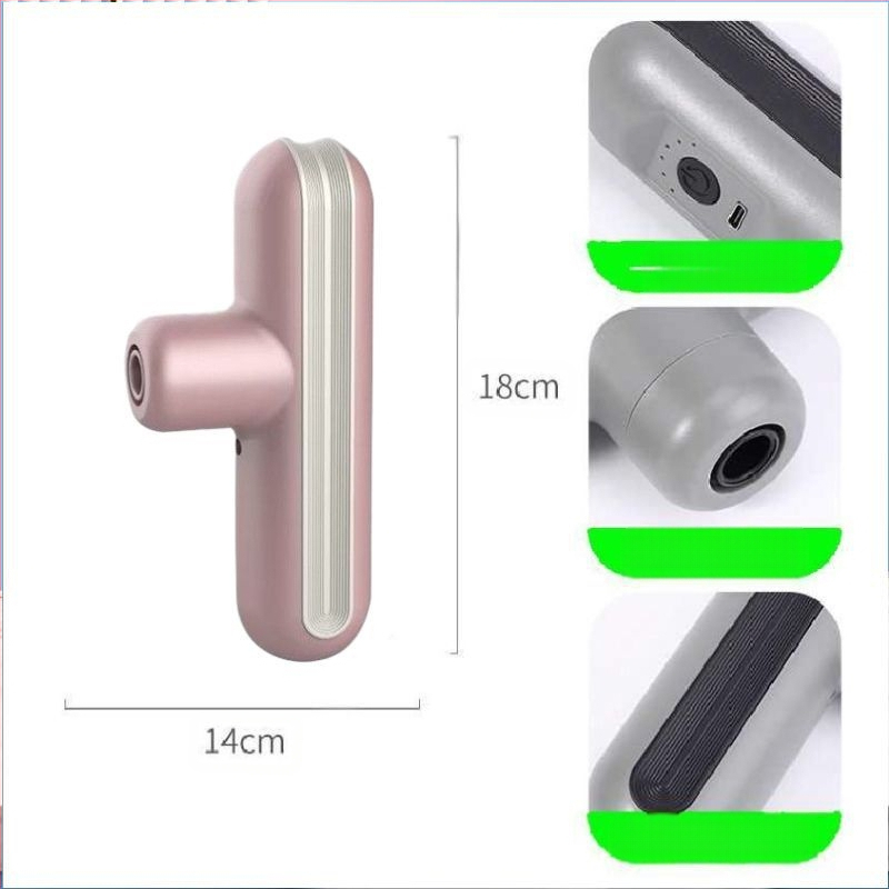 Mini nešiojamas fascijos masažo prietaisas namų naudojimui; šepetėlių motoras; iki 5-ojo greičio ar aukštesnis; 4 masažo galvutės; įmontuota baterija; triukšmas mažiau kaip 36 dB