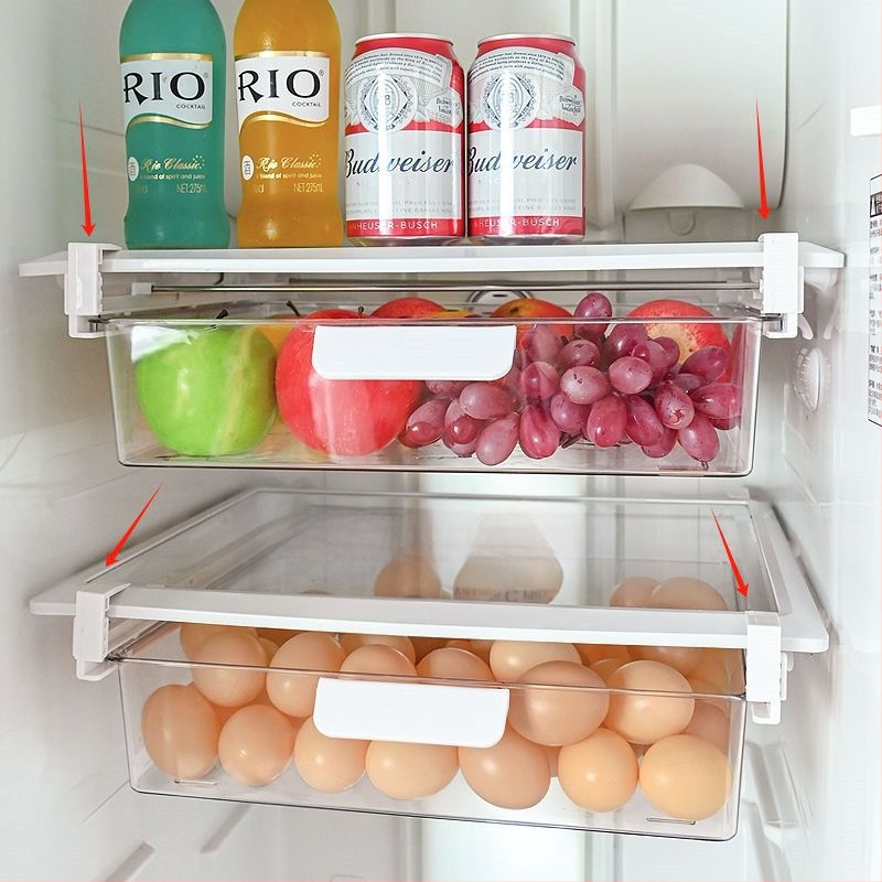 Хладилник-ящик за яйца с висяща кошница, вътрешен органайзер за съхранение (PET+ABS; 1 бр.; стил: модерен минимализъм; висяща кошница)