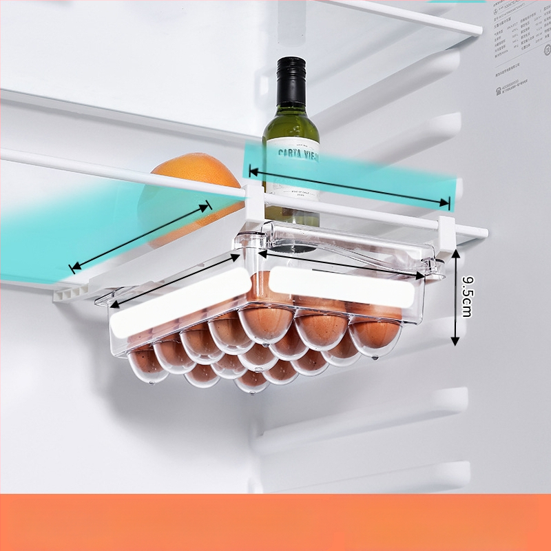 Хладилник-ящик за яйца с висяща кошница, вътрешен органайзер за съхранение (PET+ABS; 1 бр.; стил: модерен минимализъм; висяща кошница)