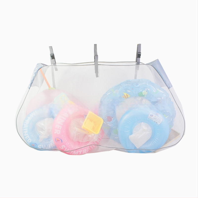 PP plastiko audinio tinklinė krepšys baseino tvorelei, didelė talpa plaukimo žiedams ir kamuoliams laikyti, savisluojantis uždarymas, medžiaga PP, apkrova 1-10