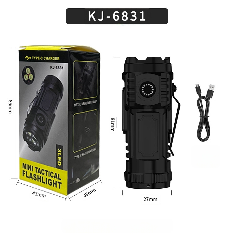 LED клип‑фенерче за шапка, 5W, презареждаем, пластмасов корпус, обхват 50–100 м