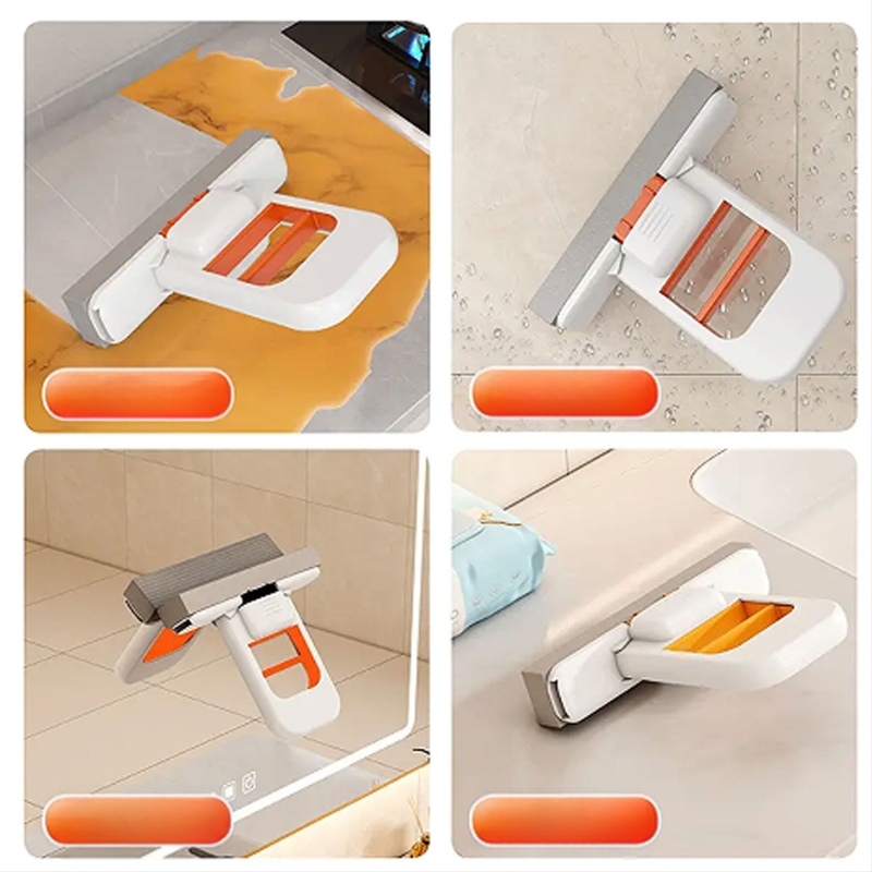 Kézi mini mop - nedvszívó szivacsos felmosó otthoni használatra, Crown márka, fém kivitel, alkalmas macskáknak, 2025-ös bevezetés