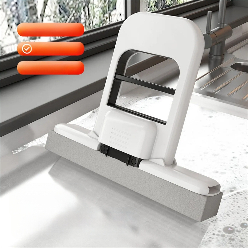 Kézi mini mop - nedvszívó szivacsos felmosó otthoni használatra, Crown márka, fém kivitel, alkalmas macskáknak, 2025-ös bevezetés