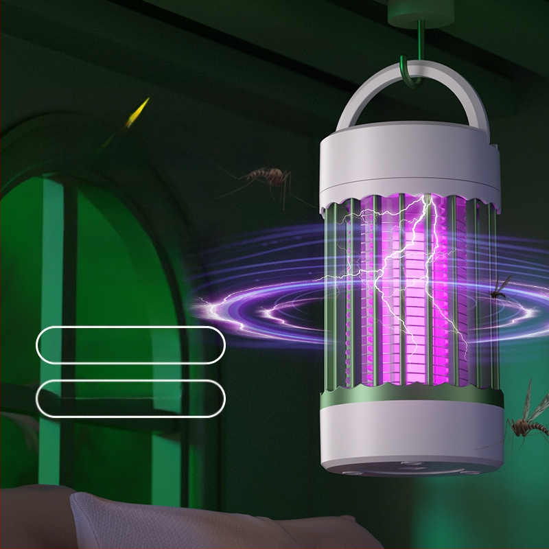 Λαμπτήρας εξολόθρευσης κουνουπιών με USB επαναφόρτιση, ενσωματωμένη μπαταρία, LED φως, για 11–20 τ.μ., ηλεκτρικό σοκ + φωτεινή παγίδα