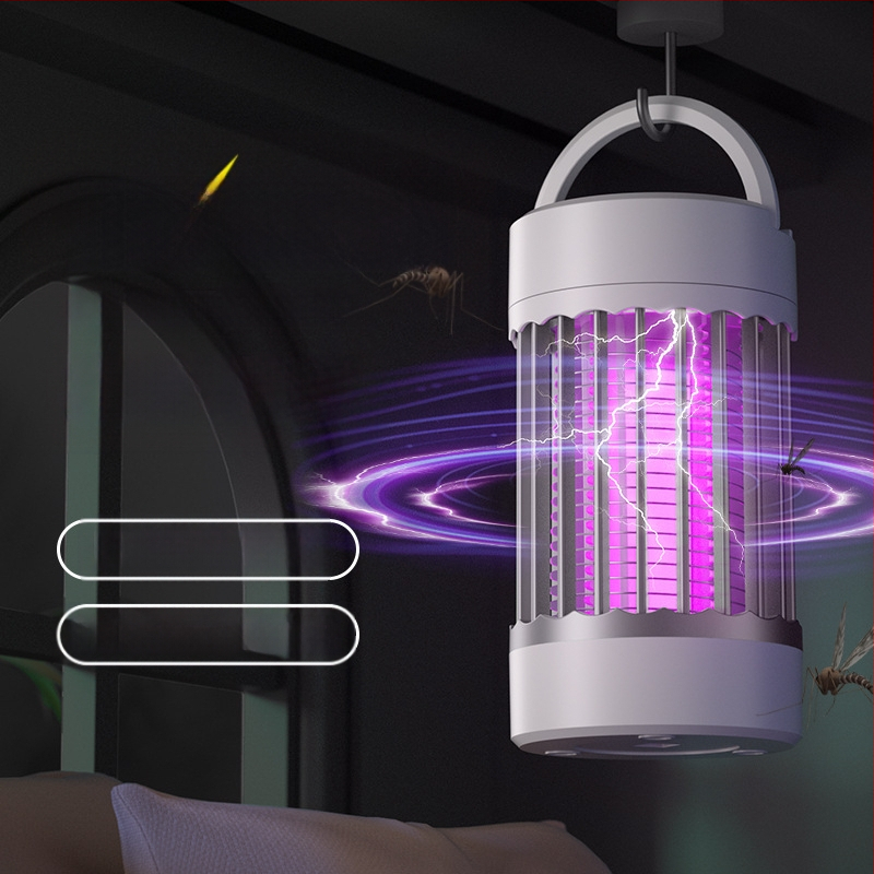 Λαμπτήρας εξολόθρευσης κουνουπιών με USB επαναφόρτιση, ενσωματωμένη μπαταρία, LED φως, για 11–20 τ.μ., ηλεκτρικό σοκ + φωτεινή παγίδα