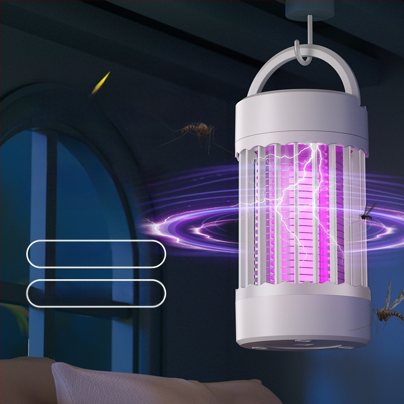 Λαμπτήρας εξολόθρευσης κουνουπιών με USB επαναφόρτιση, ενσωματωμένη μπαταρία, LED φως, για 11–20 τ.μ., ηλεκτρικό σοκ + φωτεινή παγίδα