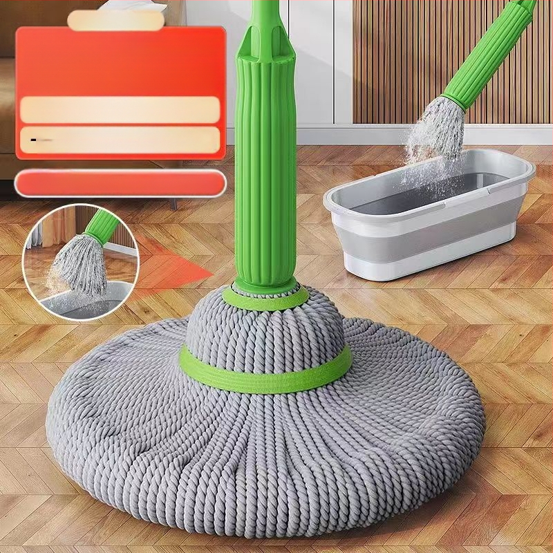 Namų valymui skirtas besisukantis mopas iš bambuko pluošto, rankų naudojimas nereikalingas