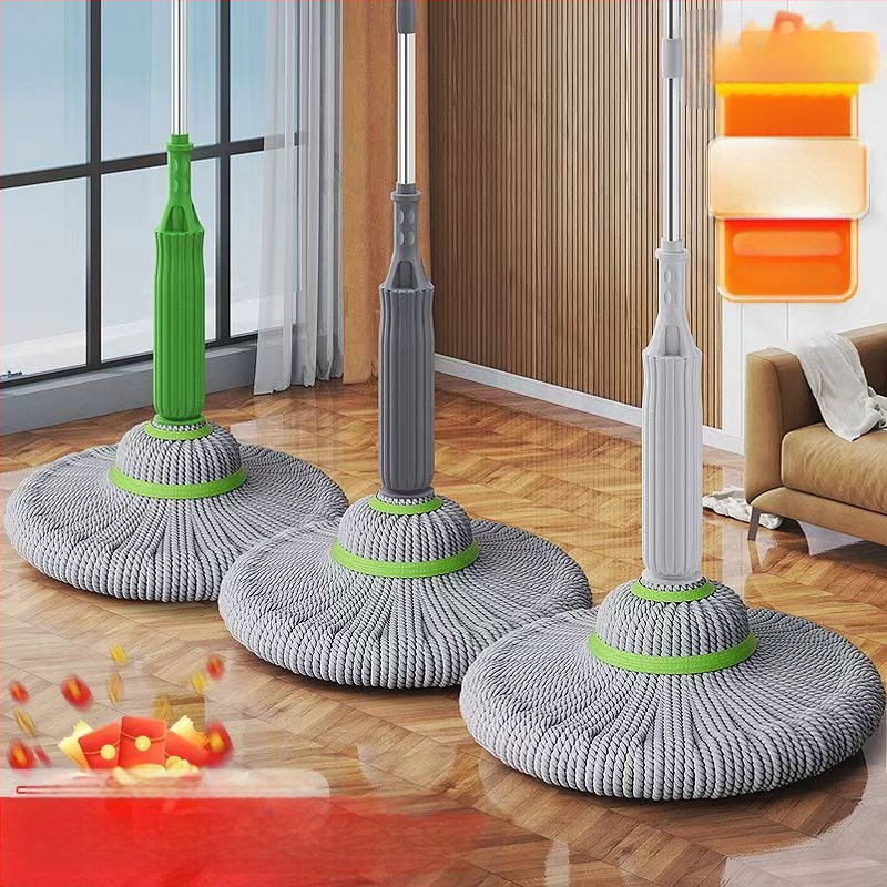 Namų valymui skirtas besisukantis mopas iš bambuko pluošto, rankų naudojimas nereikalingas