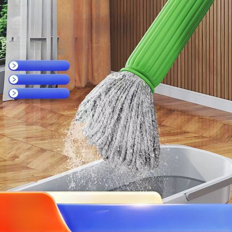 Namų valymui skirtas besisukantis mopas iš bambuko pluošto, rankų naudojimas nereikalingas