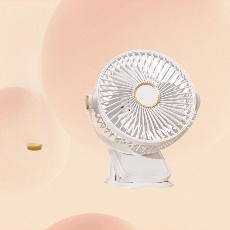 Įkraunamas klipsinis ventiliatorius su įmontuota šviesa, 5 sparneliai, 3 greičiai, 5V/5W