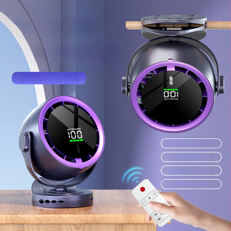 Клип-вентилатор за бюро с USB захранване, безчетков двигател, ABS корпус, вградена батерия 2000–4000mAh