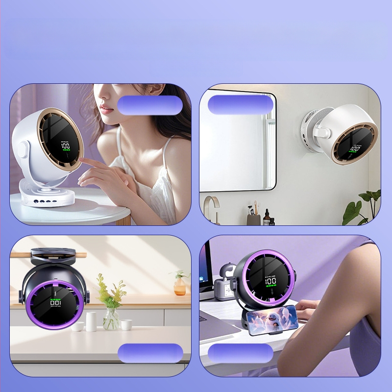 Клип-вентилатор за бюро с USB захранване, безчетков двигател, ABS корпус, вградена батерия 2000–4000mAh