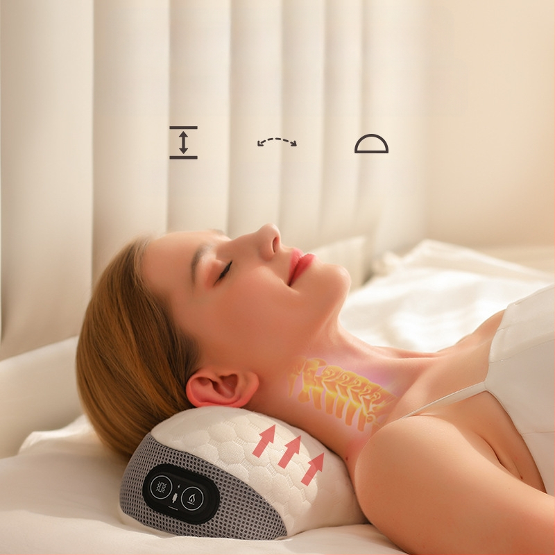 Masazo pagalvė su atminties putomis ir kvėpuojančiu medvilniniu užvalkalu, šildymas ir vibracija, kaklo ir juosmens masažas, 135° tempimas, 2 masažo galvutės