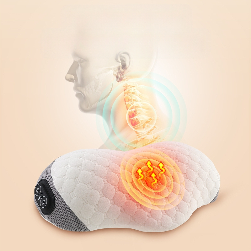 Masazo pagalvė su atminties putomis ir kvėpuojančiu medvilniniu užvalkalu, šildymas ir vibracija, kaklo ir juosmens masažas, 135° tempimas, 2 masažo galvutės