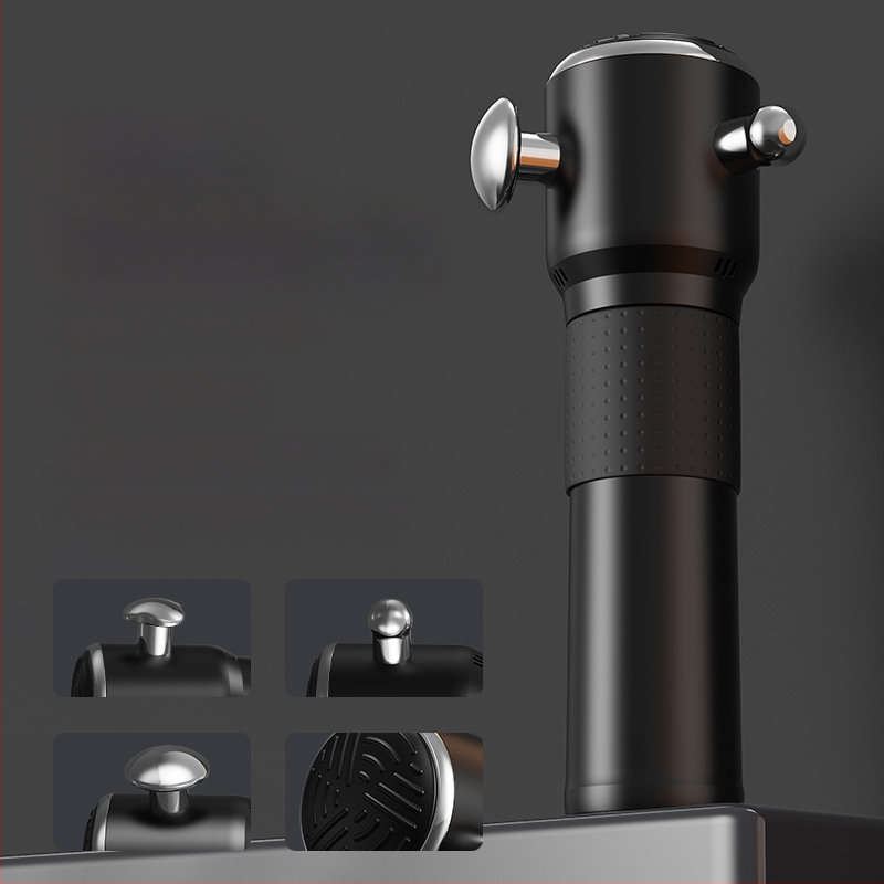 Masážny prístroj na fascia s bezkartovým motorom, LCD displej, 3 rýchlosti, 3 nadstavce, zabudovaná batéria 1200–2000 mAh (3–6 h)