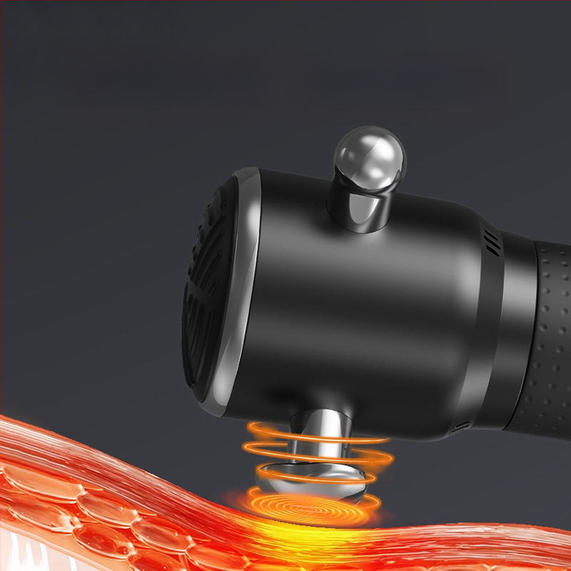 Masážny prístroj na fascia s bezkartovým motorom, LCD displej, 3 rýchlosti, 3 nadstavce, zabudovaná batéria 1200–2000 mAh (3–6 h)