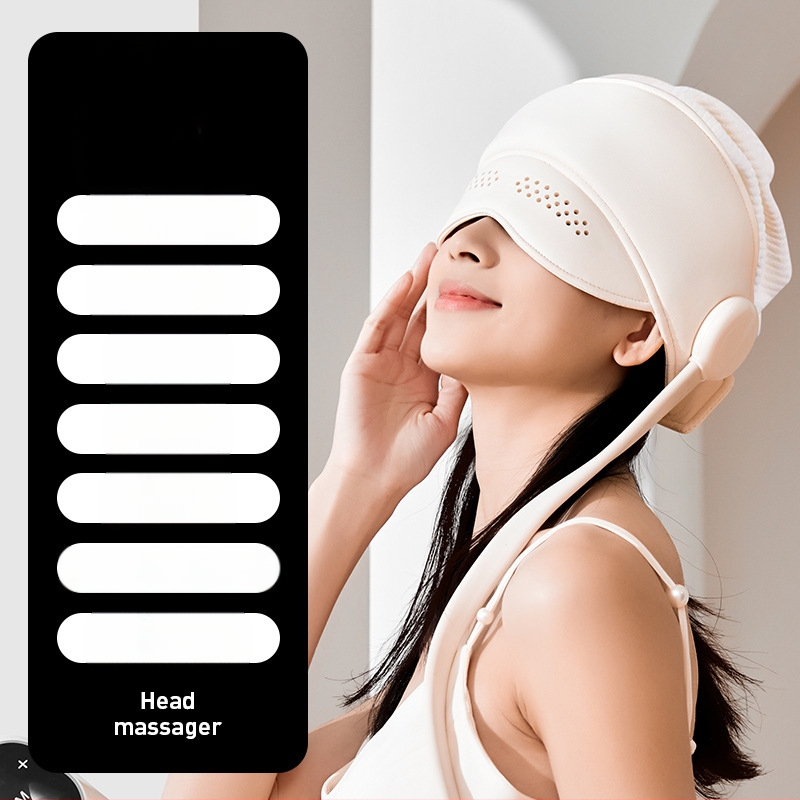 Galvas masāžas helmets ar integrētu galvas un acu masku, uzlādējams, gaisa Maisa masāža, 3 ātrumi, vadība ar pogu, modelis HD-01