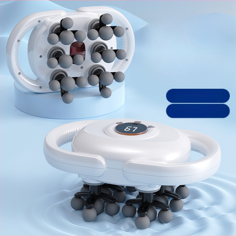 22 galvas fasciālā masieris ar iebūvētu akumulatoru 1200–2000 mAh, LCD displejs, daudzpakāpju ātrums, 6+ galvas, zems troksnis