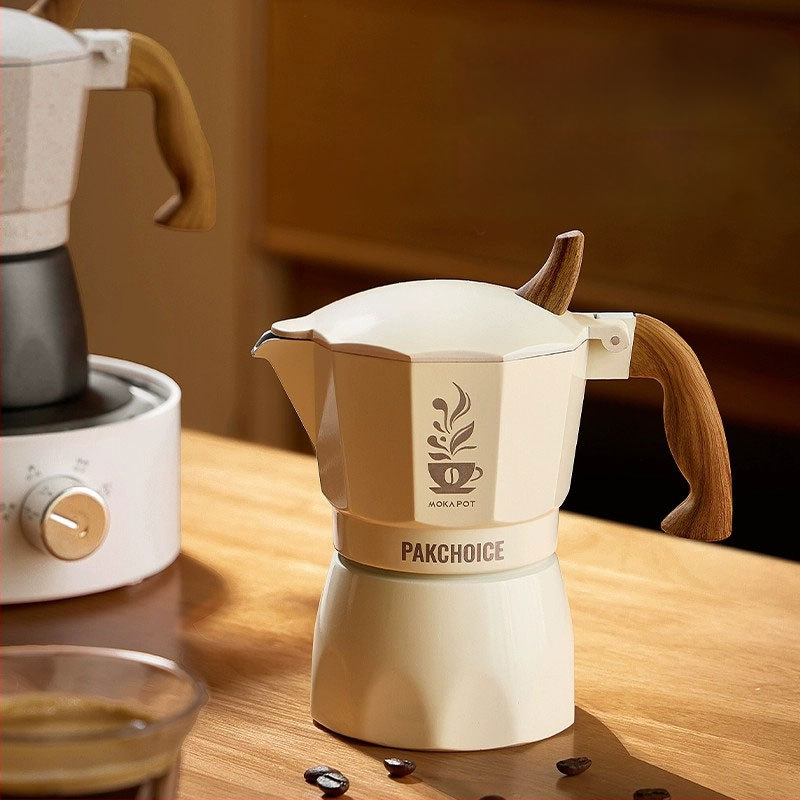 Алуминиева сплав Мока пот с един клапан – преносимо еспресо устройство за ръчно варене на кафе, комплект за кафе, с печатно лого