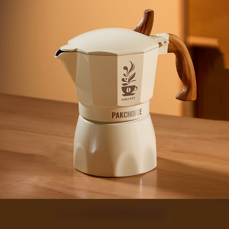 Алуминиева сплав Мока пот с един клапан – преносимо еспресо устройство за ръчно варене на кафе, комплект за кафе, с печатно лого