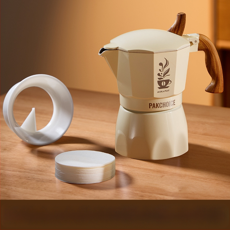 Алуминиева сплав Мока пот с един клапан – преносимо еспресо устройство за ръчно варене на кафе, комплект за кафе, с печатно лого