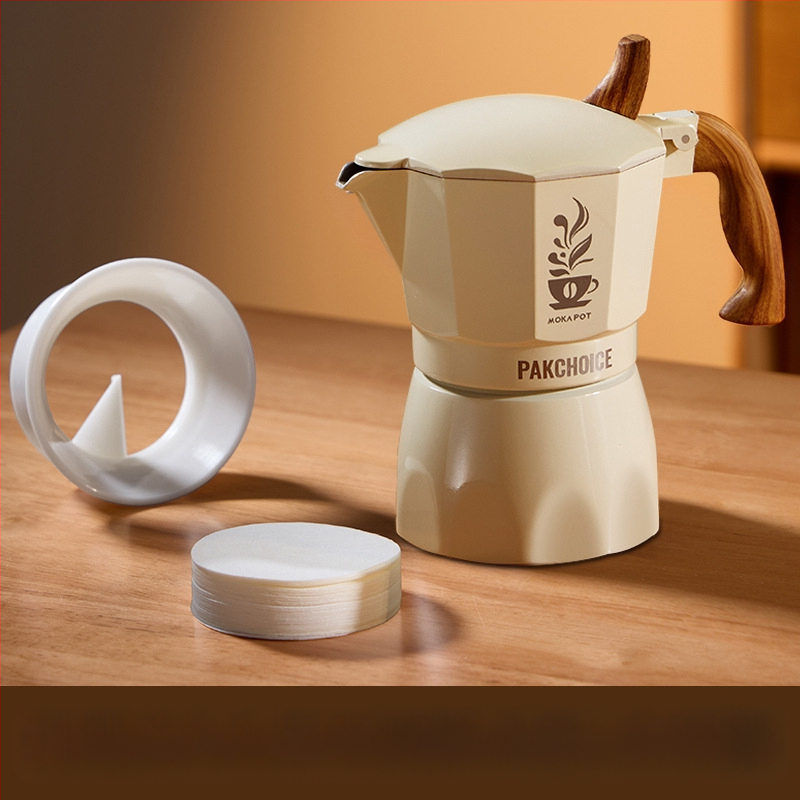 Алуминиева сплав Мока пот с един клапан – преносимо еспресо устройство за ръчно варене на кафе, комплект за кафе, с печатно лого