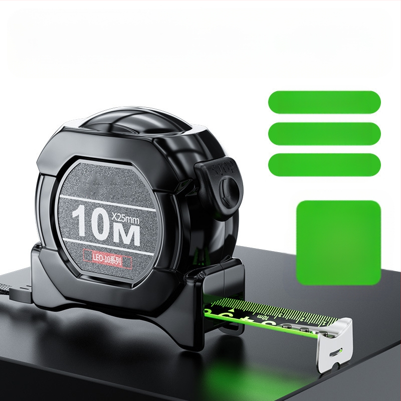 Acél mérőszalag automatikus zárással, kopásálló, leesés elleni, fluoreszkáló