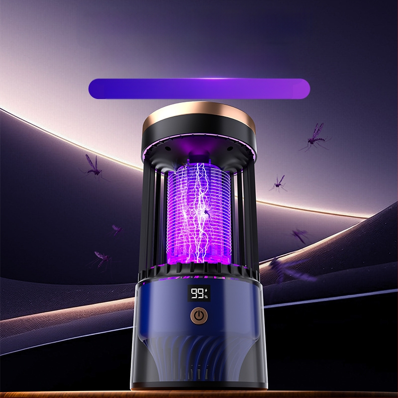 Elektrinė šoko uodų naikinanti lemputė – LED šviesos gaudyklė, USB įkrovimas, įmontuota 1001–1600 mAh baterija, modelis SJD-01, tinkama vidaus/ lauko naudojimui iki 30 m²