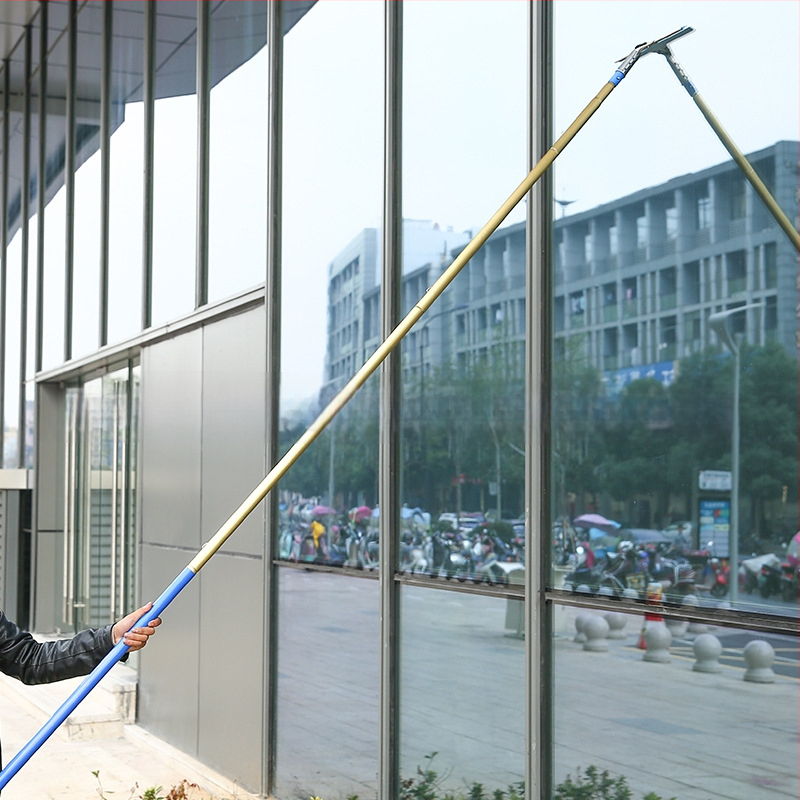 Stiklo valymo įrenginys langams su teleskopine aliuminio lydinio lazda – vienpusis šluostymas, komercinis naudojimas, rankinis