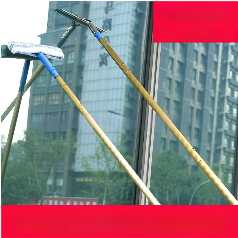 Stiklo valymo įrenginys langams su teleskopine aliuminio lydinio lazda – vienpusis šluostymas, komercinis naudojimas, rankinis