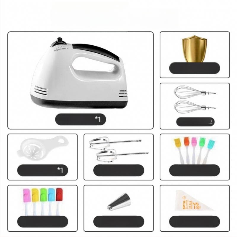 Elektrinis kiaušinių plakiklis, rankinis, 1001–1200 W, 7+ greičiai, maišymas, plakimas kiaušinių, tešlos minkymas, visiškai automatinis