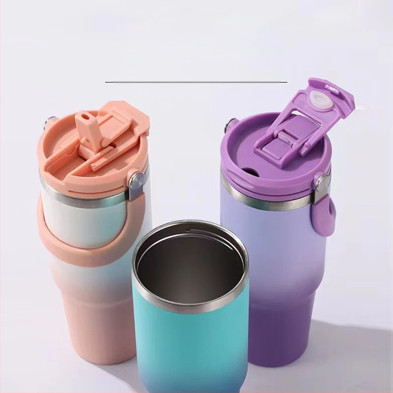 Термос-чаша с вакуумна изолация, вътрешност 304 неръждаема стомана, външна 201 неръждаема стомана, преносима автомобилна чаша с въже за носене, персонализирано лого