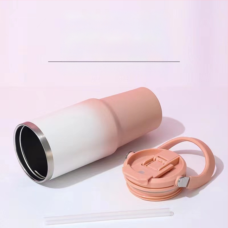 Термос-чаша с вакуумна изолация, вътрешност 304 неръждаема стомана, външна 201 неръждаема стомана, преносима автомобилна чаша с въже за носене, персонализирано лого