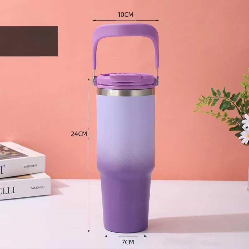 Термос-чаша с вакуумна изолация, вътрешност 304 неръждаема стомана, външна 201 неръждаема стомана, преносима автомобилна чаша с въже за носене, персонализирано лого