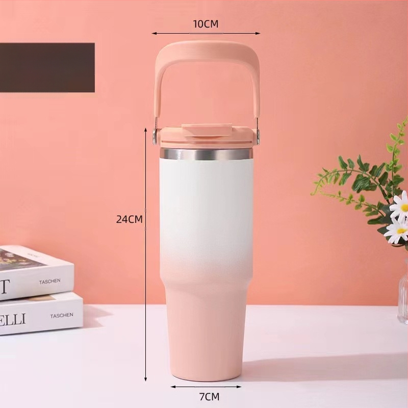 Термос-чаша с вакуумна изолация, вътрешност 304 неръждаема стомана, външна 201 неръждаема стомана, преносима автомобилна чаша с въже за носене, персонализирано лого