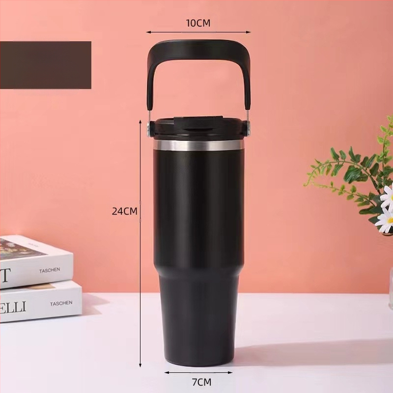 Термос-чаша с вакуумна изолация, вътрешност 304 неръждаема стомана, външна 201 неръждаема стомана, преносима автомобилна чаша с въже за носене, персонализирано лого