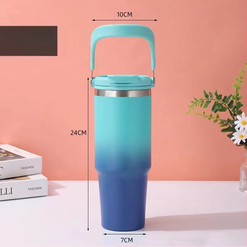 Термос-чаша с вакуумна изолация, вътрешност 304 неръждаема стомана, външна 201 неръждаема стомана, преносима автомобилна чаша с въже за носене, персонализирано лого