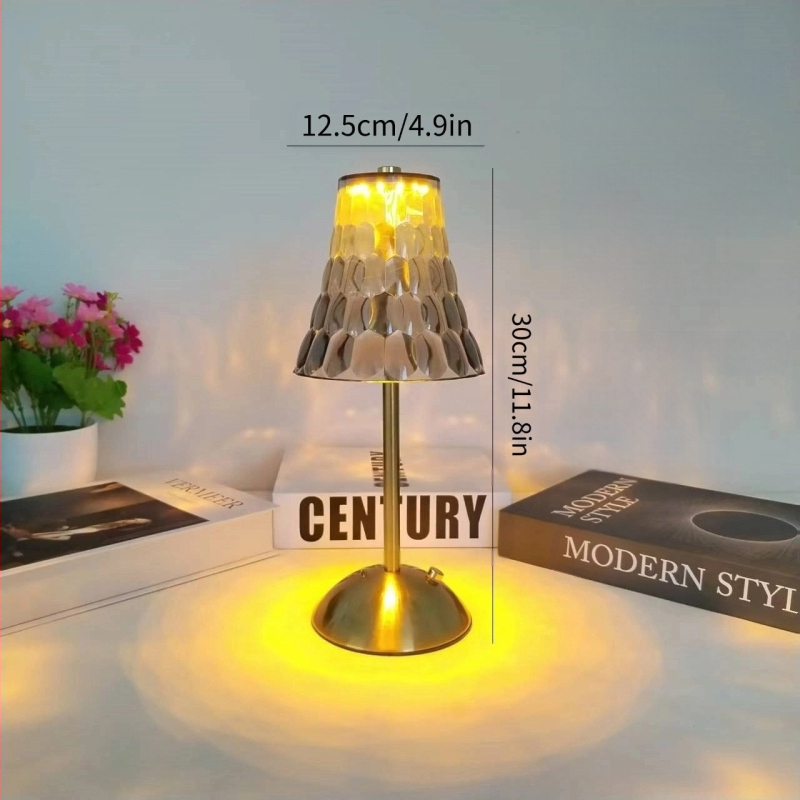 Kristályos luxusú asztali lámpa, háromszintű fényerő-szabályozás, projekció, éjszakai fény és ambient világítás, beltéri/kültéri használatra