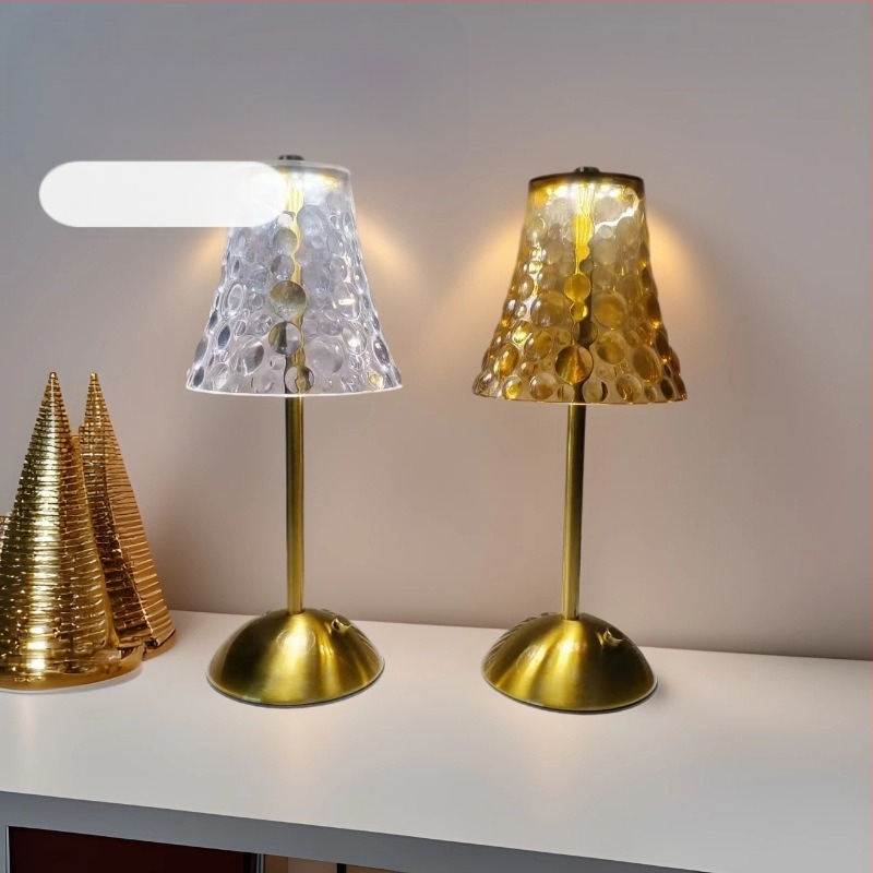 Kristályos luxusú asztali lámpa, háromszintű fényerő-szabályozás, projekció, éjszakai fény és ambient világítás, beltéri/kültéri használatra