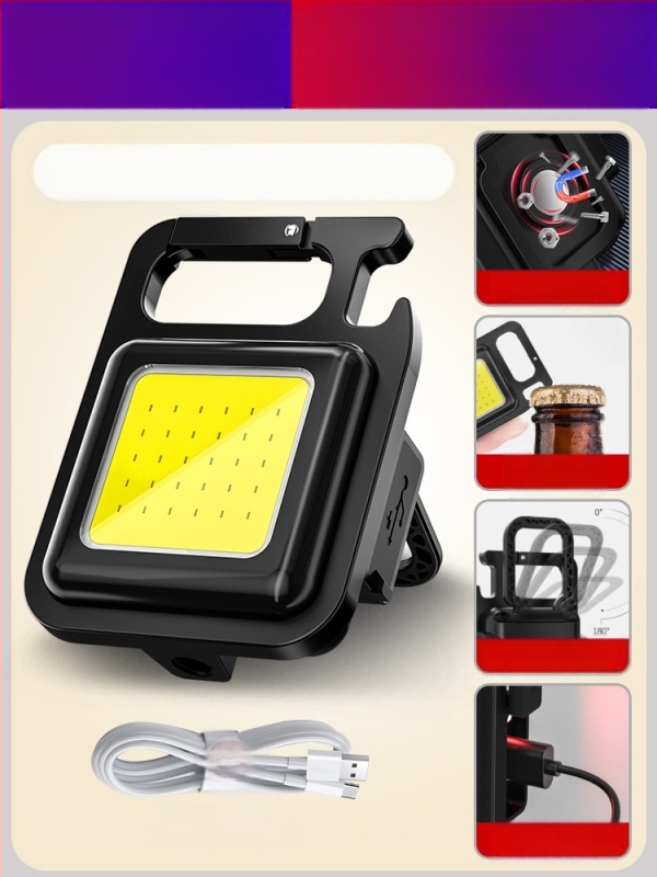 Фенерче за ключодържател – презареждаем, ултраярък за външни условия, компактна къмпинг лампа; COB светодиод, 3.7V, 10W, натисков превключвател