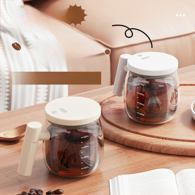 Електрическа стъклена чаша за кафе с автоматично разбъркване, преносима офисна чаша, възможност за персонализация с лого, тегло 542 g