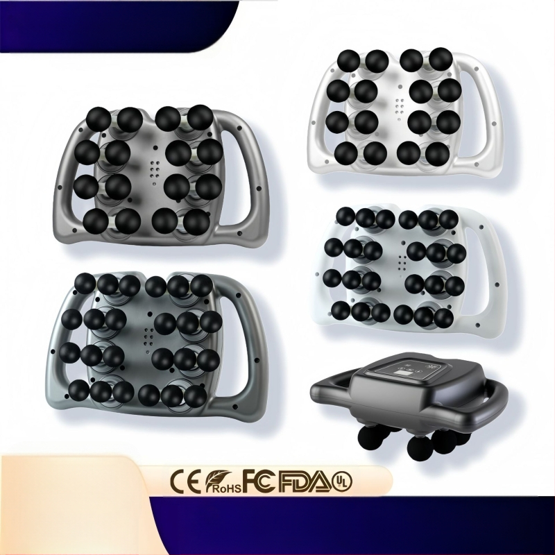 Fascių masažierius su LCD ekranu, 6+ antgaliai, įmontuota baterija, 5+ greičiai, žemas triukšmo lygis 36–45 dB