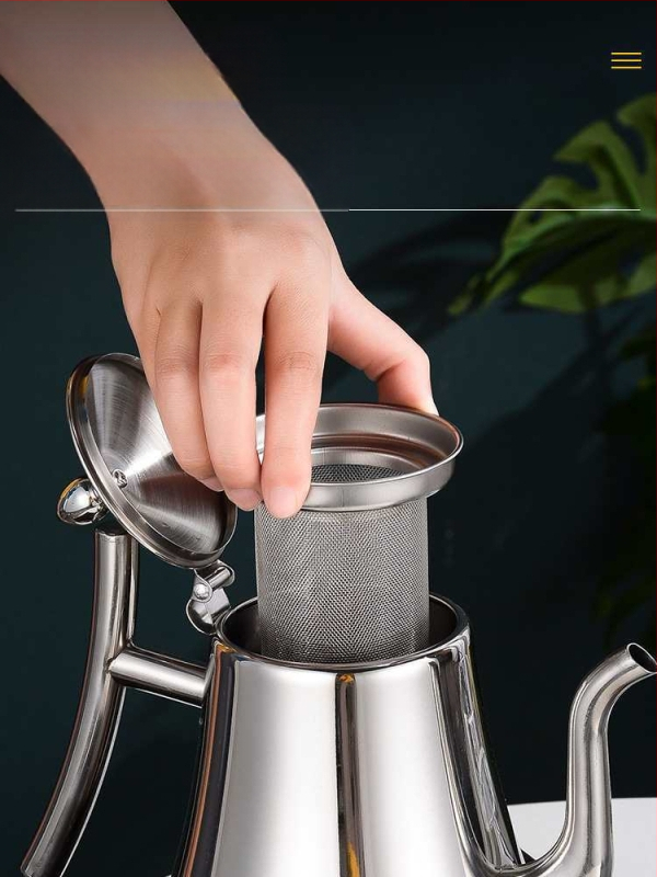 Τσαγιέρα από ανοξείδωτο ατσάλι με φίλτρο, συμβατή με εστίες επαγωγής, για οικιακή/ξενοδοχειακή χρήση