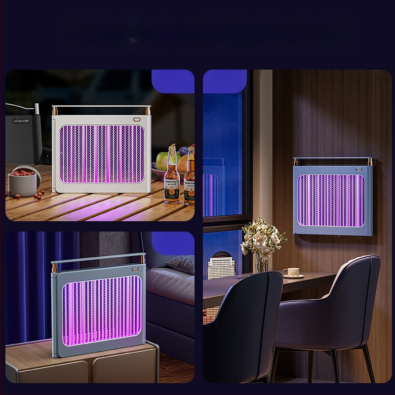 LED Λαμπτήρας Κουνουπιών, τοίχου/επιτραπέζιος διπλής χρήσης, κάλυψη 21–30㎡, αλουμινένιο πλέγμα, ηλεκτροσόκ για εξολόθρευση κουνουπιών, ενσωματωμένη μπαταρία 1001–1600mAh